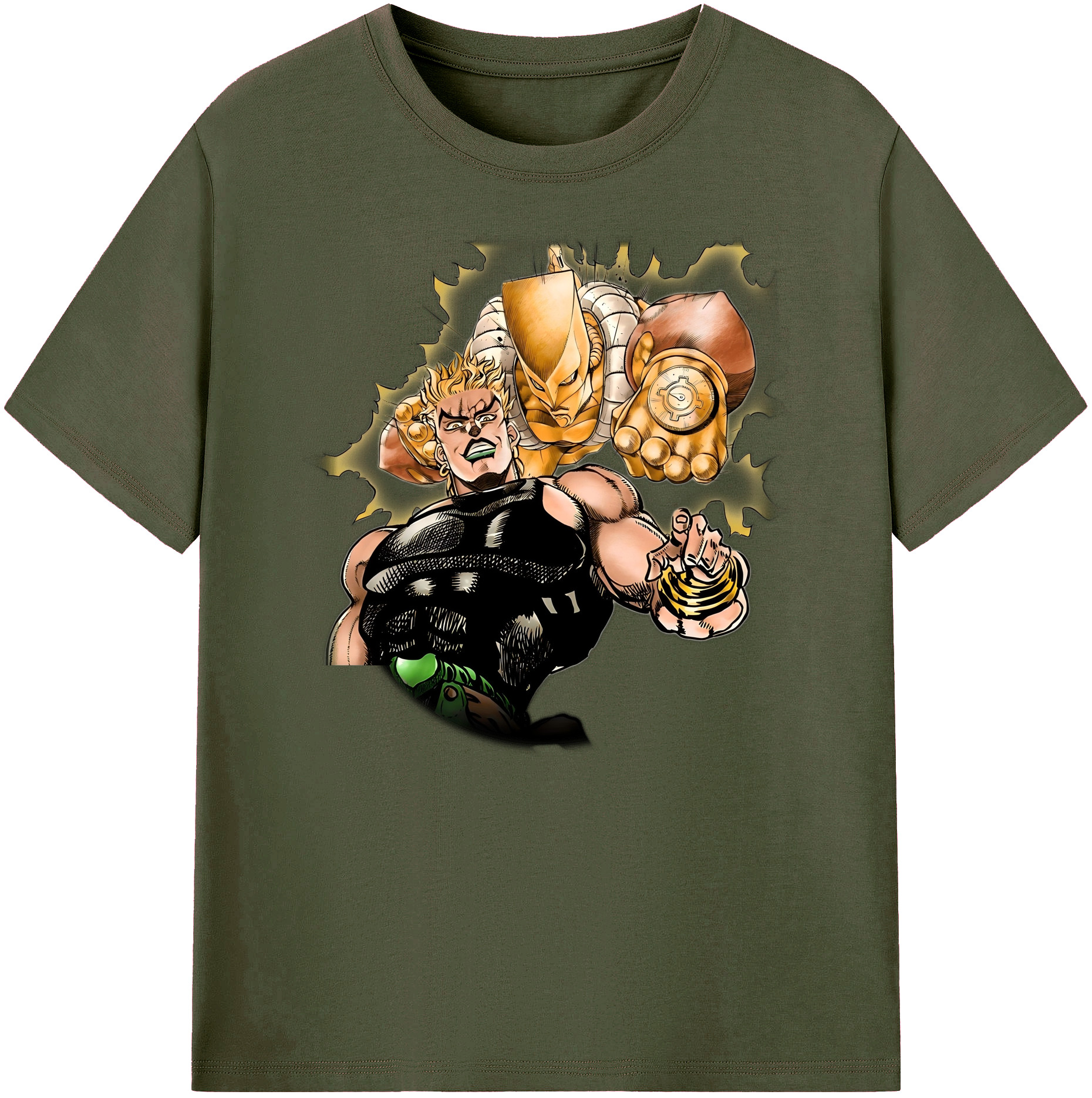 （画像用） ジョジョの奇妙な冒険 ディオ?ブランドー JoJo's Bizarre Adventure Dio Brando 綿100％ メンズ半袖Tシャツ｜肌触りやわらか＆通気性